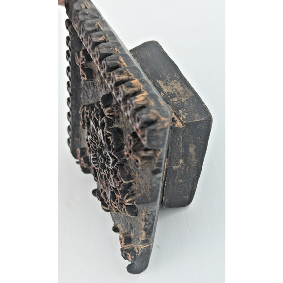 Antique Wooden Printing Block Hand Carved Textile Fabric Stamp As Is - Picture 4 of 11